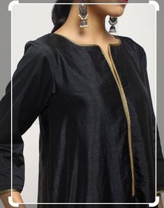 Lace Kurti Design, Black Silk Kurta, Lace Kurti, Silk Kurti Designs, Indian Designer Suits, Simple Kurta Designs, Kurta Style, Salwar Designs, Kurti Designs Latest