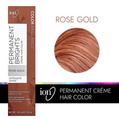 Permanent Brights Creme Hair Color Rose Gold Ion Permanent Brights Creme Hair Color Rose Gold | Pink | 2.05 FL oz. | Sally Beauty Ion Hair Colors, Brown Hair Color Chart, Rose Gold Hair Dye, Strawberry Blonde Hair Color, Hair Color Rose Gold, Beauty Hair Color, Natural Red Hair, Hair Color Formulas, Bright Hair Colors