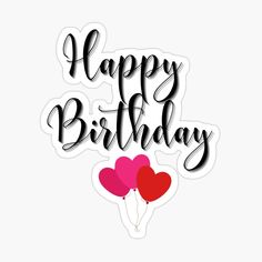 happy birthday card with balloons and hearts