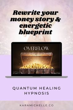 a laptop with the words overflow on it and an image of a chest full of gold