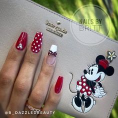 Minnie Mouse Nail Designs, Minnie Mouse Nail Art, Mouse Nail Art, Mouse Nails, Disney Nail Designs, Mickey Mouse Nails