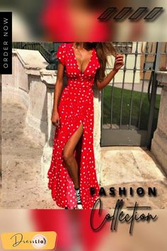 Summer Women Boho Dress Sexy V Neck Short Sleeve Beach Sundress Casual Dot Print Long Dress Vintage Party Dresses Beach Sundress With V-neck, Chic Printed V-neck Sundress, Bohemian Printed V-neck Sundress, Vintage V-neck Sundress, Polka Dot V-neck Sundress, Sundress Casual, Vintage Party Dresses, China Dress, Printed Long Dresses