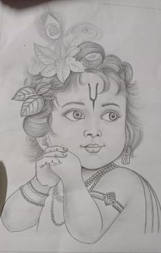 a pencil drawing of a girl with flowers on her head and hands in front of her face