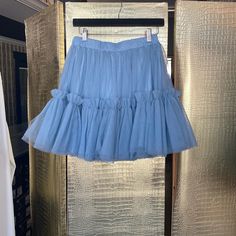 Ruffed Tulle Mini Skirt With Lining Blue Short Tulle Skirt, Tulle Mini Skirt, Blue Mini Skirt, Fashion Project, Silk Skirt, Tulle Skirt, Mini Skirt, Womens Skirt, Color Blue