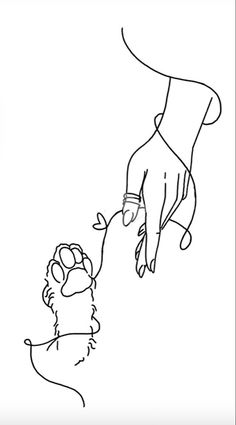 a drawing of a hand reaching out to a small child's head with the help of another hand