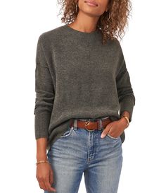 From Vince Camuto&#x2C; this sweater features:Cozy yarn fabricationCrew necklineLong sleevesFront seamedExtended shouldersPullover constructionAcrylic/polyester/spandexMachine wash/line dryImported. Cozy Sweater, Dillard's, Cozy Sweaters, Vince Camuto, Turtle Neck, Yarn, Crew Neck, My Style, Long Sleeve