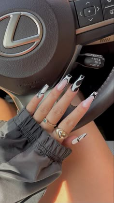 Black And White French, Winter Nail Art Designs, Gel X Nails, X Nails, Beauty Hacks Nails, Work Nails, Classy Acrylic Nails, Dope Nail Designs, Nails Done