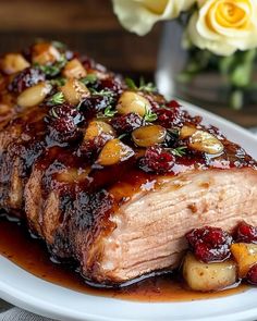 Holiday Cranberry Dijon Pork Loin, Holiday Pork Roast, Bbq Pork Roast Recipes, Cranberry Dijon Pork Loin, Fall Pork Loin Recipes, Cranberry Dijon Pork Loin Roast, Meat For Thanksgiving Dinner, Lamb Loin Chops Recipes, Roast Pork Loin Recipe