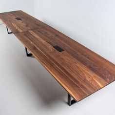 long walnut conference table on steel legs Round Extension Table, Large Conference Table, Conference Room Tables, Coffee Table Bench, Hardwood Table, Table Extension, Trestle Table, Long Table, Oval Table