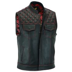 PRICES MAY VARY. Leatherick Mens Black Motorcycle Vests - SOA Club & Traditional Paisley Satin Liner Leather Biker Vests Leatherick Mens Black Motorcycle Vests - SOA Club & Traditional Paisley Satin Liner Leather Biker Vests Bobble Crochet, Riding Vest, Big Hoodies, Leather Biker Vest, Black Waistcoat, Leather Waistcoat, Motorcycle Vest, Biker Vest, Black Motorcycle