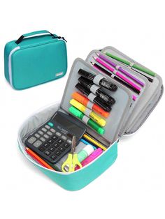 VASCHY Large Pencil Case, Art Color Pencils Pouch With Detachable Layers Multiple Zip Pockets For School Office Stationary Organization Green    Polyester     Kids School Supplies, size features are:Bust: ,Length: ,Sleeve Length: Back To School Cases With Pen Holders, School Case With Pen Holders For Back To School, Back To School Pen Holder Case, Portable Green Pencil Case For School, Rectangular Organizers With Pen Slots For Back To School, Multifunctional Organization Stationery For Back To School, Multifunctional Stationery For Back To School, Multifunctional Stationery For Back To School Organization, Portable Green Rectangular Stationery