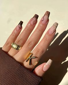 Cute Nails For A Wedding Guest, Brown Nude Nails, Vaca Nails, Unghie Sfumate, Brown Nails Design, Colorful Nails