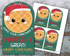 two christmas gift tags for waffle - y