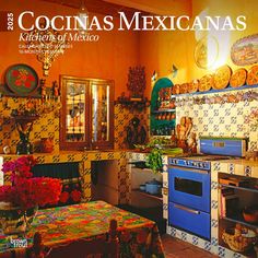 the kitchen is decorated in mexican style