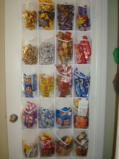 an open door with some candy in it