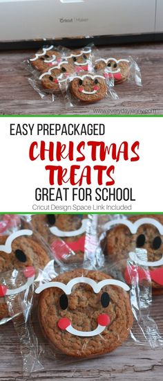 christmas treats in bags with the words easy pre - packaged christmas treats great for school