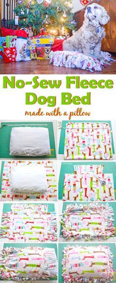 no sew fleeie dog bed made with pattern and instructions on how to make it