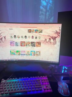 a desktop computer sitting on top of a desk next to a keyboard and mouse,