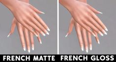 two images of hands with french matte nail polish