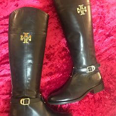 Tory Burch Black “Eloise” Riding Boot With Gold Hardware. Excellent Condition, Only Worn Once! Come With Original Box! Offers Welcome! Tory Burch Sleeping Bag Boots, Tory Burch Riding Boots, Black Riding Boots, Riding Boot, Tory Burch Shoes, Hunter Boots, Rubber Rain Boots, Gold Hardware, Riding Boots