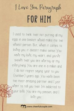 Cute Image of Love Paragraph for Him - I Love You Message