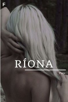 the back of a woman's head with her hand on her shoulder and text reading riona pure