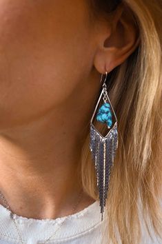 Big Dangle Earrings, Free Woman, Boho Turquoise, Live Your Truth, Silver Statement Earrings, Western Earrings, Turquoise Crystal, Turquoise Boho, Arizona Turquoise