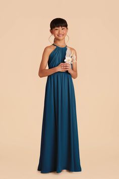 This high-neck halter dress is a dress she can wear again, to the middle school dance or as a wedding guest. Available in Dark Teal. This halter-neck dress is great for a junior bridesmaid on her way to a formal wedding. Pair this stylish junior look with our Kiko or Monica bridesmaid dresses. | Dark Teal Bridesmaid Dress Chiffon Size XL | Birdy Grey Sienna Junior Deep Teal Bridesmaid Dresses, Dark Teal Bridesmaid, Dark Turquoise Dress, Dark Teal Bridesmaid Dresses, Teal Bridesmaid Dress, High Neck Halter Dress, Middle School Dance, Bridesmaid Dress Chiffon, Teal Bridesmaid