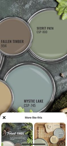 some paint colors that are different from each other, and the same color scheme for them