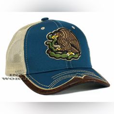 1. This Mexican Mexico Hat Features A Western Style With Intricate Embroidery, Making It A Unique And Eye-Catching Accessory. The Mesh Trucker Design Provides Breathability And Comfort, While The Snapback Closure Ensures A Secure And Adjustable Fit. Whether For A Casual Day Out Or A Themed Event, This Baseball Cap Adds A Touch Of Mexican Flair To Any Outfit. Made With High-Quality Materials, This Hat Is A Stylish And Practical Choice For Anyone Looking To Showcase Their Love For Mexican Culture. Brown Curved Bill Hat With Embroidered Logo, Brown Embroidered Baseball Cap With Curved Brim, Brown Embroidered Snapback Baseball Cap, Brown Embroidered Baseball Cap, Brown Trucker Hat With Embroidered Logo, Brown Embroidered Curved Brim Baseball Cap, Adjustable Brown Hat With Embroidered Patch, Brown Trucker Hat With Embroidered Logo And Curved Bill, Embroidered Brown Cap