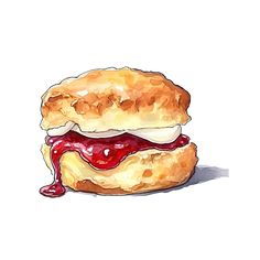 a drawing of a sandwich with ketchup on it