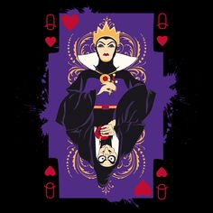 the queen of spades is sitting on top of a man's chest and holding a