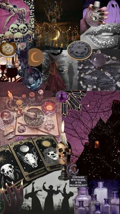 a collage of halloween images with candles and decorations