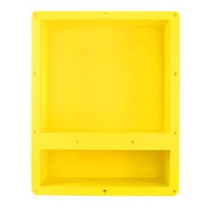 an empty yellow shelf on a white background