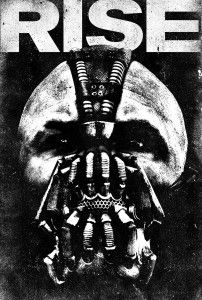 a black and white poster with the words rise on it's face, in front of a dark background