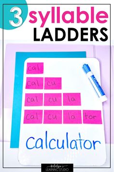 the three sylabble ladders are shown in pink and blue