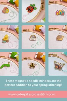 the instructions for how to make an embroidery project with fabric and thread, including buttons