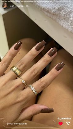 Natural Gel Nails Square, Simple Pretty Nails Natural Looks, Light Brown Gel Nails, Square Nail Colors, Ombre Brown Nails, Square Nails Brown, Nail Profile, Brown Nails Aesthetic, Nails Light Brown