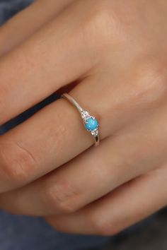 turquoise and diamond ring, turquoise silver ring, dainty silver and turquoise jewelry, white sapphire and turquoise ring, diamond ring, silver diamond ring Dainty Turquoise Ring, Promise Rings Sterling Silver, Diamond Ring Silver, Jewelry Alternative, Turquoise Ring Engagement, Cute Promise Rings, Rings Turquoise, Unique Bridal Jewelry