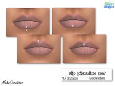 four pictures of different lips with diamonds on them and the bottom one is pink, the second