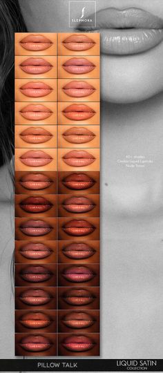 a woman's lips are shown with different shades