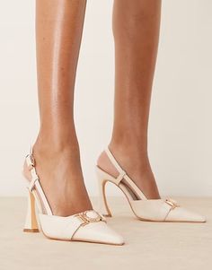 Glamorous slingback heeled shoes in cream | ASOS Elegant Cream Slingback Pumps With Buckle Closure, Beige Heels With Buckle Closure For Evening, Cream Slingback Pumps With Ankle Strap And Padded Heel, Beige Slingback Pumps With Buckle For Party, Beige Pointed Toe Sandals With Buckle Closure, Cream Slingback Pumps With Heel Strap And Pointed Toe, Cream Slingback Pumps With Pointed Toe And Heel Strap, Beige High Heel Slingback Sandals With Buckle Closure, Chic Cream Slingback Pumps With Ankle Strap