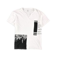 a white shirt with black and white designs on it