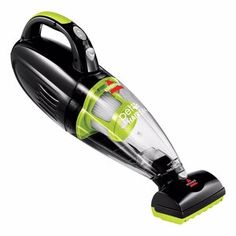 a black and yellow vacuum cleaner on a white background