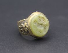 I am offering Vintage Afghan traditional alpaka handmade ring. Its %100 Hand Crafted workmanship with beautiful jade stones and unique bird carved with lovely designs. Please do not hesitate to contact if you have any questions.  Ring Size : 9 on US ring mandrel Weight : 9.0 Grams, Please know what you are bidding on. The metal of Most Kuchi, Afghan and Turkoman items are called with different names, Some called Alpaca silver, German Silver and Tibetan Silver. They do not give any allergies or b Carved Jade Rings As A Gift, Carved Jade Rings For A Gift, Carved Jade Ring Jewelry, Spiritual Jade Rings As Gift, Green Carved Rings Perfect For Gifts, Vintage Jade Ring As A Gift, Vintage Jade Ring As Gift, Vintage Jade Rings As Gifts, Antique Jade Jewelry As A Gift