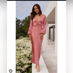 Xl Never Worn Long Sleeve Fresh Material Pink Long Dresses, Long Dresses Long Sleeve, Sleeve Bridesmaid Dress, Bridesmaid Dress Color, Long Sleeve Bridesmaid Dress, Pink Long Dress, Bridesmaid Dress Colors, Dresses Long Sleeve, Long Dresses