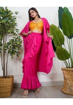 Women Brocade Crop Top With Dhoti Skirt And Long Jacket, Indo Western Ethnic Set for Women, Designer Party Wear Suit, Fusion Outfit VitansEthnics Dhoti Dresses For Women, Crop Top With Dhoti, Brocade Crop Top, Indian Dress Wedding, Dhoti Skirt, Western Dress For Women, Indo Western Dresses For Women, Indian Dresses For Women, Women Crop Top