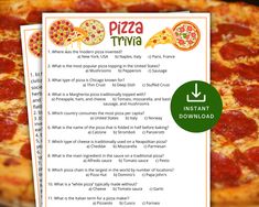 two pizza trivias with instructions on them