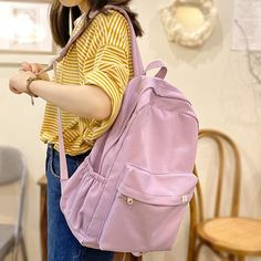 Size:length 29cm,Width 13cm,Height 43cm Color:black/blue/white/green/pink/purple/yellow Female Kawaii College Bag Cotton Fabric Student Women Backpacks Cool Teenage Girl School Bag Cute Ladies Fashion Backpack Trendy [23y 6m 13d]