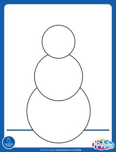 a snowman is shown in the shape of a circle, with blue border around it